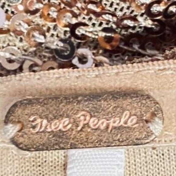 Free People Rose Gold Frida Ruffle Strapless Sequin Mini Dress Size 12 - Picture 7 of 10